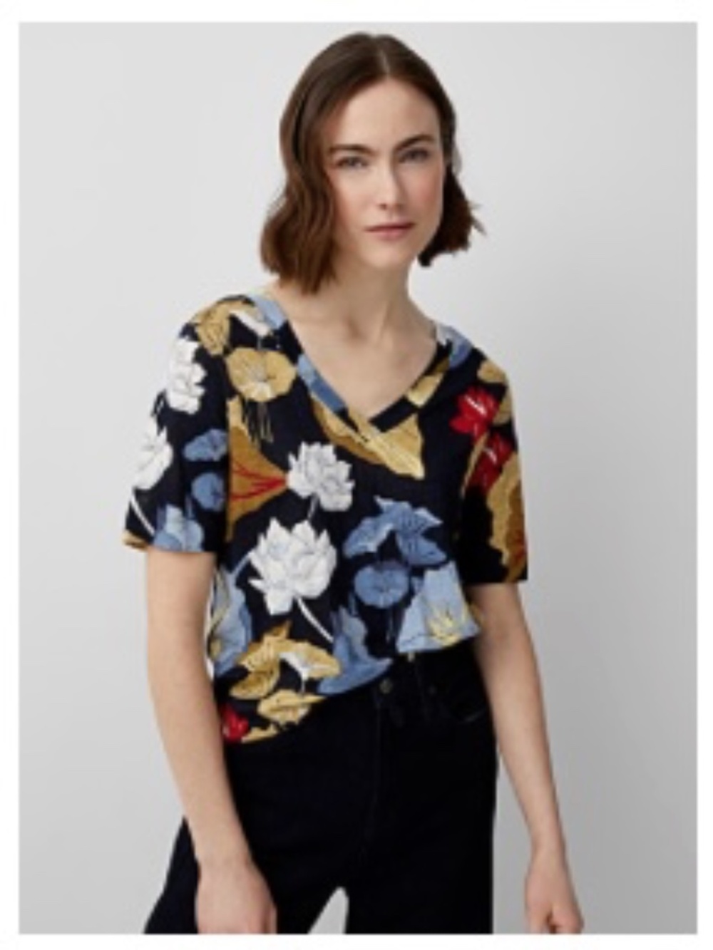 Contemporaine Par Simons V-Neck Linen Shirt Size XXL